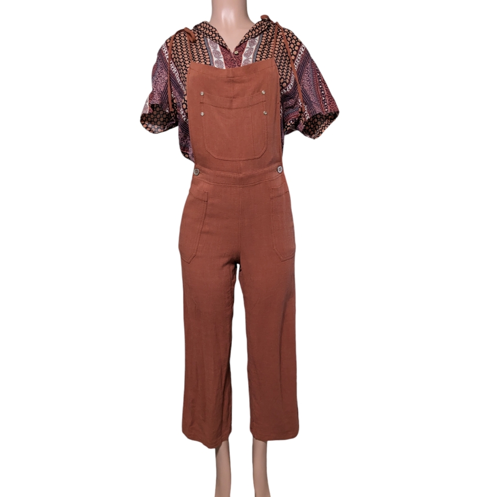 NWT BY TOGETHER TERRACOTTA RUST FLOWY BOHEMIAN OVERALLS 70s SIZE M